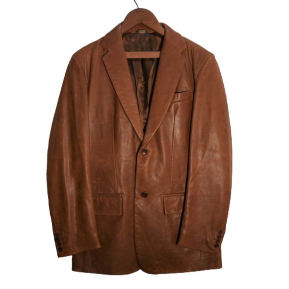 Banana Republic Men's Single Breasted Genuine Leather Jacket in Brown Size 38R - Picture 1 of 4